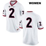 Women's Georgia Bulldogs NCAA #2 Jake Camarda Nike Stitched White Authentic No Name College Football Jersey EMG6754YH